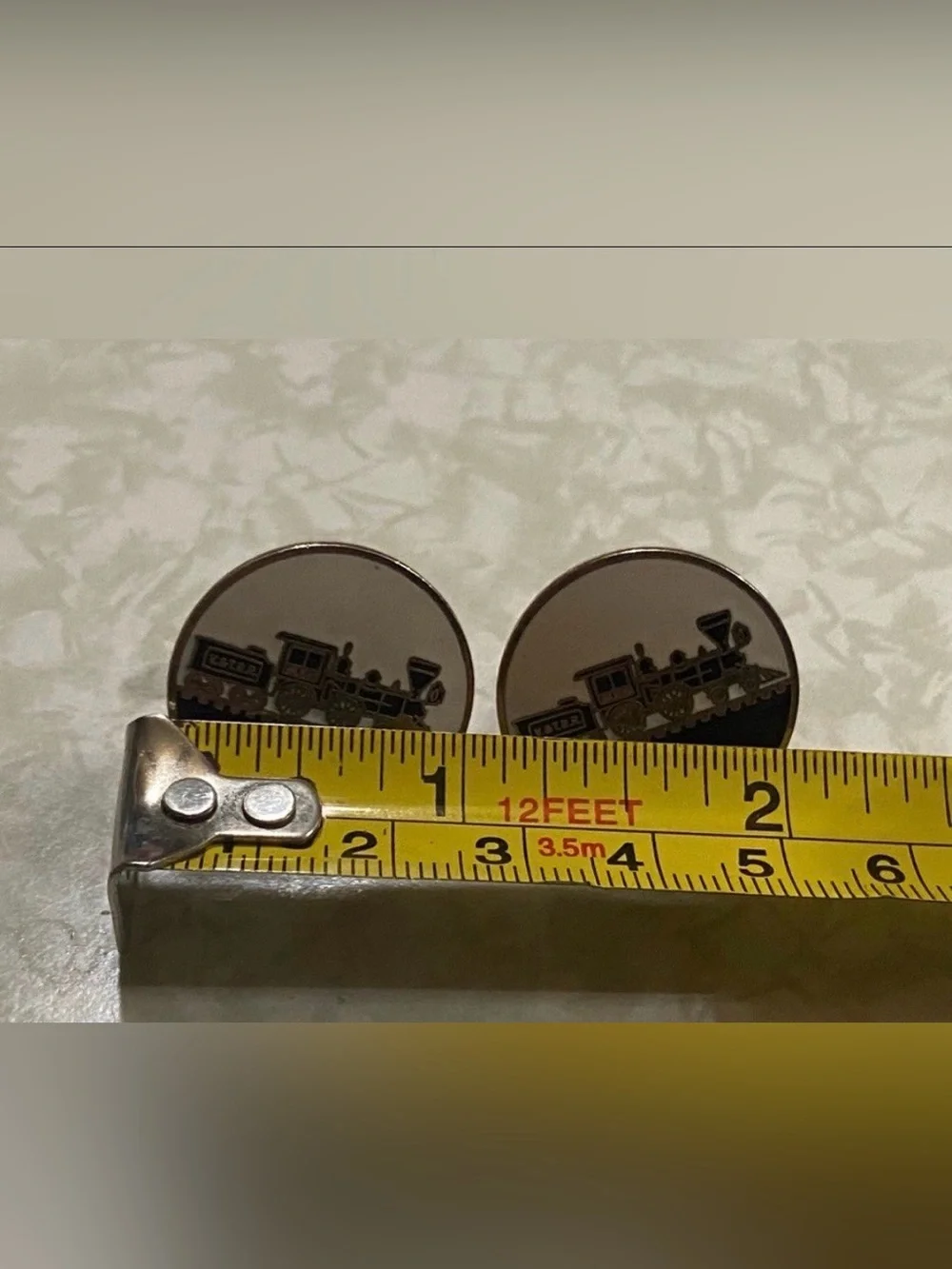 Vintage Enamel V & T Rail Road Train Gold Tone Cuff Links #9020 💎